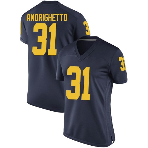 Lucas Andrighetto Michigan Wolverines Women's NCAA #31 Navy Game Brand Jordan College Stitched Football Jersey SQQ5654CD